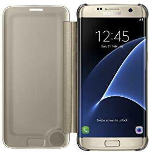 Samsung Galaxy S7 Edge Clear Semi-Opaque Flip View Custodia, Oro