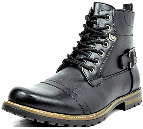 Bruno Marc Men's Motorcycle Biker Boots | Leather Lace Up Work Classic Combat Military Dress Motor