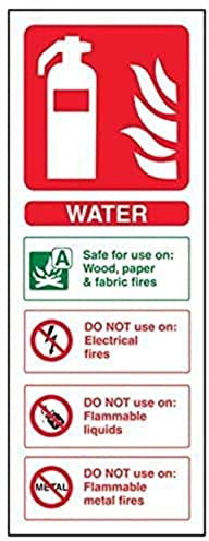 V Safety Water Id Fire Extinguisher Sign - Portrait - 100mm x 280mm - 2mm Rigid Plastic