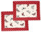 Lashuma 2er Platzset eckig 45x35 cm, Platzdeckchen beige - rot, Tischdeckchen Motiv: Schmetterling
