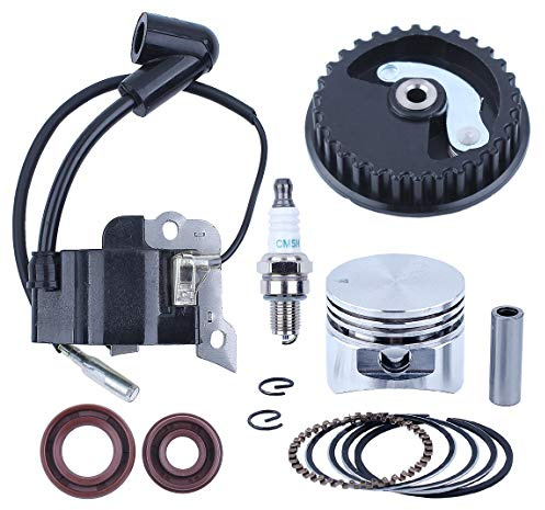 Segments de Piston de 35mm Kit d'allumage du Joint d'huile de la poulie d'arbre à cames de la Bobine d'arbre à cames pour Honda GX25 Mini-Coupe-Bordures à Moteur 4 Temps de 25cc