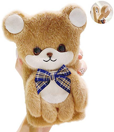 SGVAHY Furry Case Compatible with iPhone 7 Plus / 8 Plus, Fluffy Cute 3D Bear Shaped Plush Soft Cover with Bracket Silicone Bumper Shockproof Protective Case (Bear Khaki, iPhone 7 Plus / 8 Plus )