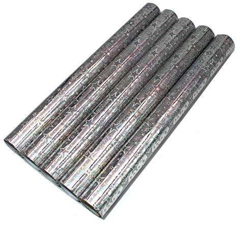 5er Set Klebefolie Hologramm Selbstklebende Glitzer Dekofolie Farbig Bastelfolie Glitter Vinyl Aufkleber DIY 100cm x 33cm (Stars)