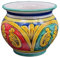 Sicilia Bedda - VASO IN CERAMICA SICILIANA - Prodotto Artigianale di Alta Qualità - Altezza 14 CM Diametro 15 Cm (Maioliche Blu Rosse e Verdi)