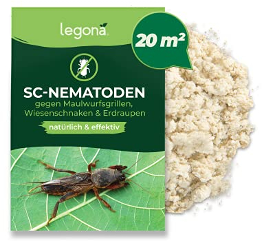Legona SC-Nematoden zur Bekämpfung von Maulwurfsgrillen - 10 Mio. für 20m² / 50l Blumenerde/Bio Schädlingsfrei Gießmittel für Rasen und Beet