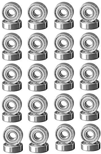 Roulement à Billes 608 ZZ En Métal, 20 Pièces Speed Bearings Roulements à Billes de Qualité Pour Skateboard, Pour Les Patins, Les Planches à Roulettes, Les Scooters Etc (8 X 22 X 7 mm)