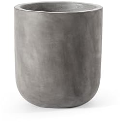 Teramico Pflanzgefäß Blumentopf Übertopf Rund für den Außenbereich aus Leicht-Beton - Sehr hochwertig - Handarbeit (38cm x 42cm, Beton Grau Hoch)