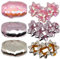 Set Ringelband Polyband Geschenk-Band Geschenkschleifen zum Basteln und Verpacken - glänzend & matt sortiert (rosa - bronze - violett, 3 Rollen Geschenkband + 9 Geschenkschleifen)