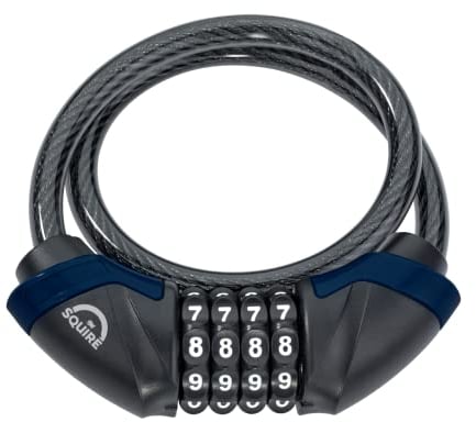 Squire Locks Kilda Combi 10/600 Integrated Bike Cable Lock – 4-Wheel Combination Lightweight Bike Lock – Tough Cable Bike Lock – 600 mm Locking Length – 10 mm Diameter Cable