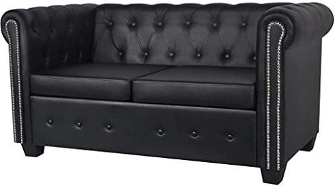 Hommdiy Chesterfield Sofa 2-Sitzer Kunstleder Ledersofa Polstersofa Loungesofa