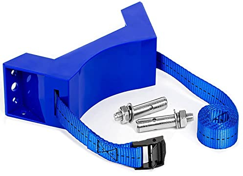Blue ABS Propane Tank Nitrogen Tank Holder Bracket with 59 Inch Safety Strap and SUS 304 Screws - Wall Mounted