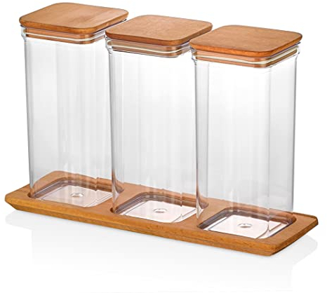Lashuma 3 Stück Aufbewahrungsboxen Küche transparent, Müsli Frischhalteboxen 1,5 l, Nudel Dosen Kunststoff