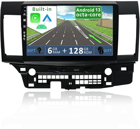 YUNTX [6GB+128GB] Android 15 2 Din Car Stereo Fit for Mitsubishi Lancer 2008-2016-[Built-in CarPlay/Android Auto/DSP]-mit Camera-Support DAB/Steering Wheel Control/MirrorLink/WiFi/USB/4G/360 Camera