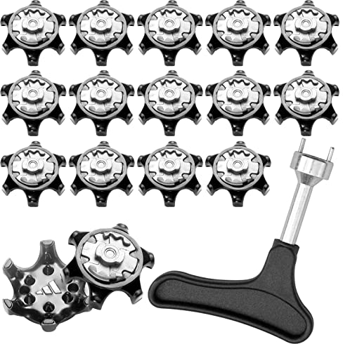 Bootoow Anti Deslizamiento Clavo para Zapato de Golf Fácil Recambio Tacos para Zapatos de Golf 16pcs pinchos para zapatos de golf 1pcs Llave de Tacos de Zapato de Golf (Negro)