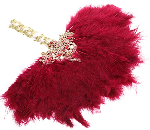 Warmhm Feder Brautsträuße Für Die Hochzeit Brautjungfernfächer Aus Kristall Hochzeitsdekoration Flapper-faltventilator Brautjungfern-Fan Brautstrauß Papier Fräulein Strasssteine
