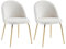 Vente-unique - Lot de 2 chaises - Tissu Bouclette et Acier Inoxydable doré - Blanc - Melbourne - Salle à Manger