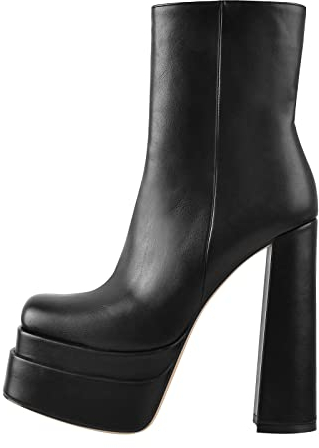 Only maker Stivaletti da donna con plateau, Nero , 46 EU