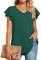 TAOHUADAO Womens 2024 Plus Size Summer Casual Dressy Shirts V Neck Tunic Ruffle Short Sleeve Chiffon Tops Comfy Blouse 2X-Large, Dark Green