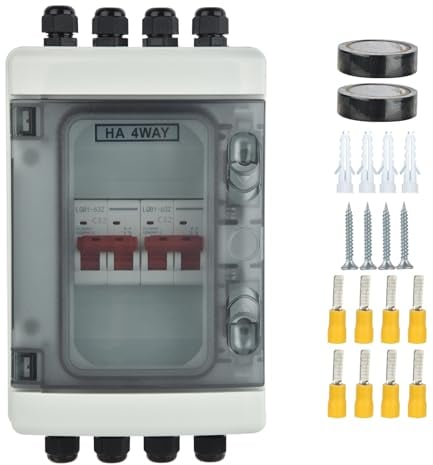 Überspannungsschutz PV Dc Trennschalter PV Anlage - Leitungsschutzschalter 500VDC 2 Polig 32A, PV Sicherungsautomat Solar Anschlusskasten Für Photovoltaik IP65 Wasserdichtes