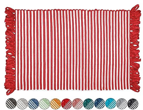 Lashuma Duschmatte waschbar Farbe: Rot, Badvorleger Streifen 50x70 cm