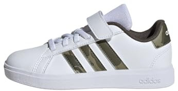 adidas Grand Court 2.0 Shoes Children, Scarpe da Tennis, Cloud White/Olive/Shadow Olive, 29 EU