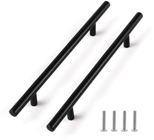 Fatiya 2 Stück Griffe Küche Schwarz 160 mm, Griffe Küchenschrank, 214 mm Länge, Aluminiumlegierung, Schrankgriffe, Küchengriffe, Türgriffe für Schubladen, Kommoden, Schränke, Kleiderschrank
