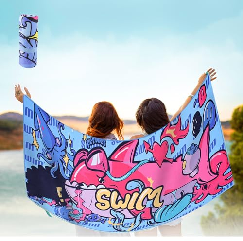 Queryifv Strandtuch Mikrofaser, 180x90CM Mikrofaser Handtuch Groß Leichte Strandtücher Summer Unterwasser Strandtuch Schnelltrocknend Mädchen
