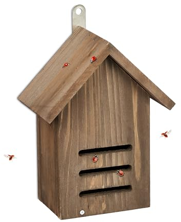 Relaxdays Marienkäferhaus, Marienkäferhotel Garten, zum Aufhängen, Holz, G, braun