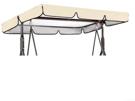 YUANGANG Patio Canopy Swing Cover Replacement Canopy Waterproof Sunshade For Swing Chair Canopy Oxford Cloth Swing Cover Waterproof Sunscreen Outdoor Garden Swing Chair Cover(Beige 195x125x15cm)