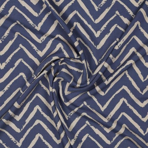 Viskose Webware Viskosedruck Radiance ZIG ZAG | 4 Farben | Meterware | ab 50x140cm (jeans)