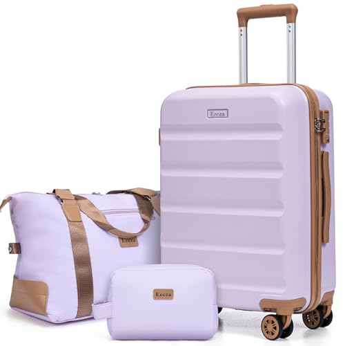 Eeeza 3 Piece Hardshell Luggage Set(20/DB/TB,Purple)