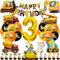 Cadimus Bagger Deko Kindergeburtstag 3, Geburtstagsdeko Junge, Baustelle Geburtstag Mit Happy Birthday Banner, Folienballons 3 Jahre alt und Kuchen Deko