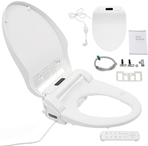 Elektronisches Bidet, Intelligenter Smart Toilettensitz WC Bidet mit Fernbedienung und Düse, Mehrere Reinigungsmodi, Einstellbare Wasser und Sitztemperatur, Warme Lufttrocknung, IPX4