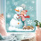 Fensterbild Weihnachten Winter Schneemann mit Mädchen und Schneeflocken Fensteraufkleber Weihnachtsdekoration Winterdekoration, 1.A4 Bogen