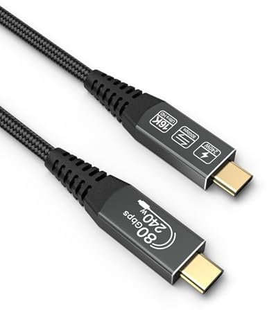 CAKOBLE cable usb c thunderbolt 5 1m,Câble USB5 pour cable thunderbolt 4,transfert de données 80 Gbps,câble usb c charge rapide 240W,Câble vidéo 16K@60Hz pour Hub,Dock,M3,eGPU,Laptops,Display,Monitor