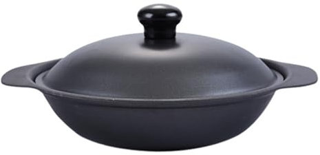 Gaxcent Kleiner Wok Mit Wokdeckel, Wokpfanne Gusseisen, Antihaftpfanne, Geeignet Für Einzel- Oder Mehrpersonen, Kleiner Mini-Wok Claypot Reistopf, Gusseiserner Auflauf,16cm