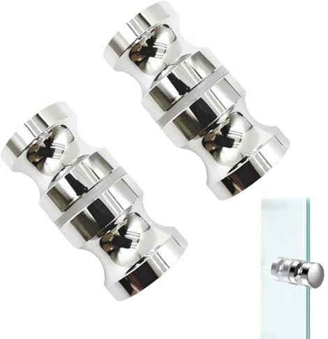 PMELCXD Duschtürgriffe Beidseitig 2 Stück, Duschtürknopf,Duschtür Griff – 2er Set, Aluminium Legierung, Edelstahloptik, mit Gummidichtung, 62x30mm, für Badezimmer