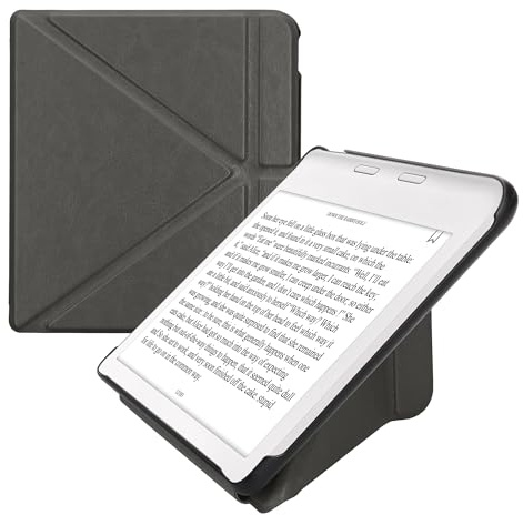 kwmobile Schutzhülle für Kobo Kobo Libra Colour/Tolino Vision Color Hülle - Kunstleder Case - eReader Klapphülle mit Auto Sleep Funktion - Cover mit Ständer - Anthrazit