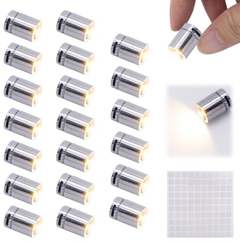 Toaluea 20 Pezzi Mini Luci LED a Batteria, Mini Luce LED Decorative per Casa Delle Bambole, Lucine Led in Miniatura Luce per Case delle Bambole Modelli Artigianali Fai-Da-Te (Bianco Caldo)