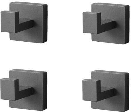 HIRAIDAI Ganci Bagno Confezione Da 4 Ganci Per Bagno E Cucina Verniciati In Acciaio Inossidabile 304 Da 4,7CM - Grigio Canna Di Fucile