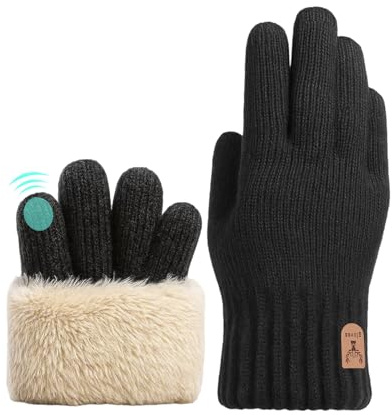 PDirat Winterhandschuhe Herren, Beheizbare Handschuhe Winter mit Touchscreen-Funktion und Wollfutter, Ideal für Outdoor-Sport und täglichen Gebrauch Radfahren Freizeit ski reithandschuhe