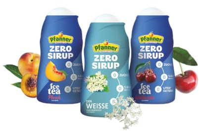 Pfanner Zero Sirup Probierpaket 6 × 57 ml (2× Ice Tea Pfirsich, 2× Ice Tea Wildkirsche, 2× Der Weisse)