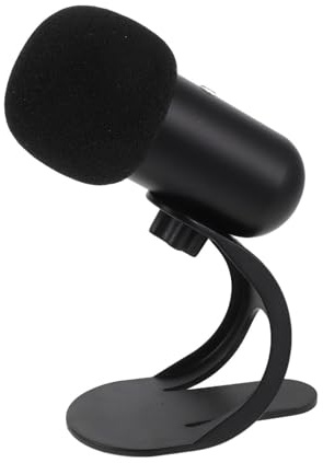 Kisangel USB Kondensatormikrofon mit Soundkarte Kabelgebundenes Tisch Podcast Mikrofon Metallgehäuse Schnellstummschalttaste Kompatibel mitpc und Smartphone für Gaming und Studio