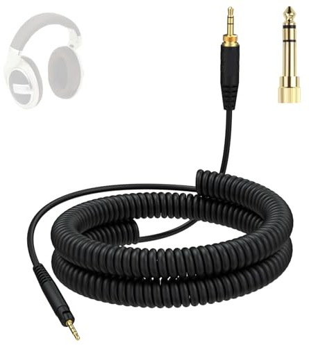 Asobilor Replacement Hi-Fi Stereo Coiled Headphone Cable for Sennheiser HD599 HD598 HD579 HD569 HD558 HD518, 3.5mm TRS to 2.5mm TRRS, Gold Plated, 1.5m to 3m, Lockable Connector with 6.35mm Adapter