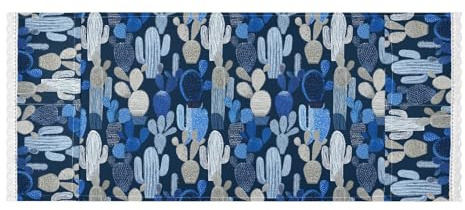 lace edge Refrigerator Top Cover with side bag Dust Proof Washer and Dryer Covers for the Top Cactus Navy Blue and Gray for Refrigerator, Roller Washing Machine, Microwave Oven 51.2x22in