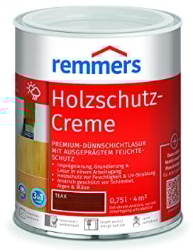 Remmers Holzschutz-Creme 3in1 teak, 0,75 Liter, tropffreie Holzlasur für aussen, 3in1: Imprägnierung, Grundierung & Lasur in EINEM Arbeitsgang