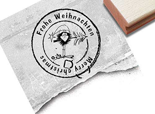 Stempel Weihnachtsstempel FROHE WEIHNACHTEN MERRY CHRISTMAS mit Rabe - Poststempel Karten Geschenkanhänger Geschenk Weihnachtsdeko - zAcheR-fineT