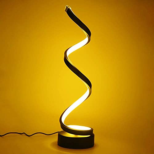 ELINKUME LED-Spirale Nachttischlampe, 12W warmweiß Augenschutz Dimmbare Helligkeit, gebogene LED-Tischlampe/Dekorative Beleuchtung für Wohnzimmer Schlafzimmer