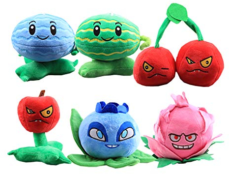 uiuoutoy 6 Pcs Plants Plush Toys Game Plant Watermelon Blueberry Cherry Dragon Fruit Plushies Soft Stuffed Dolls Gift