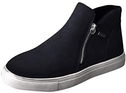 Stivali Boots Stivaletti Scarpe Donna Moda Casual Retro Colori Solidi Stivaletti Corti Cerniera Piatta (37,Nero)